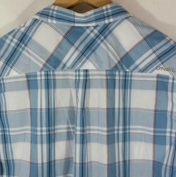 O'Neill M Blue Plaid Short Slv Button-Down Shirt - Picture 4 of 7